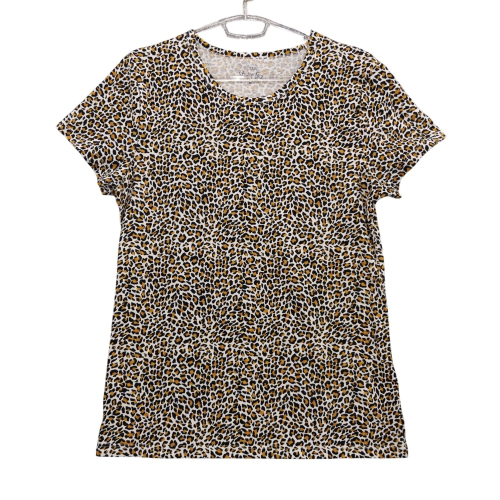 J.Crew Studio Tee Leopard Print Short Sleeve T-Shirt‎ Womens Sz M